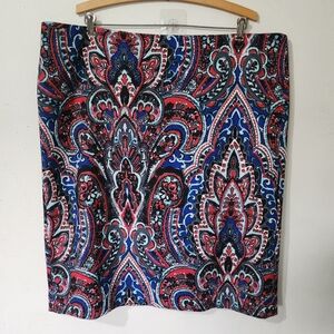 Talbots Blue Large Paisley Print Skirt